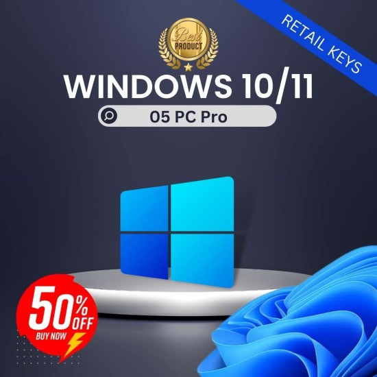 50% OFF - Windows 10 / 11 Pro 5PC [Retail Online]